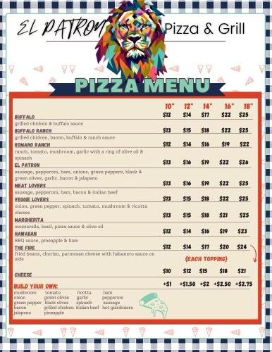 El Patron Pizza and Grill Menu image 3